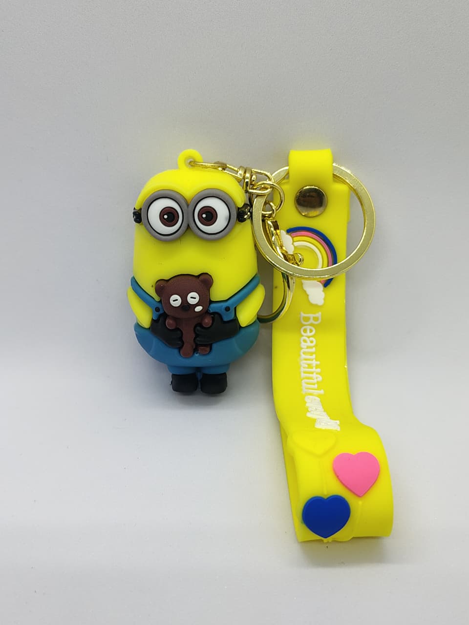3D Minion keychain (holding a teddy bear)