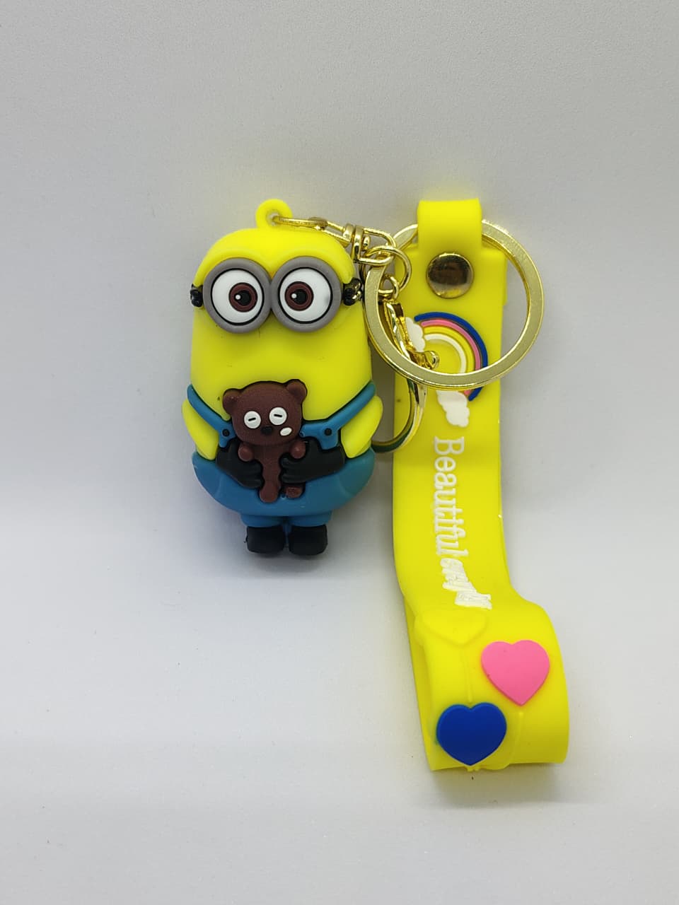 3D Minion keychain (holding a teddy bear)
